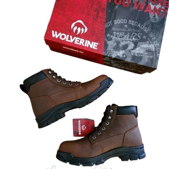 Wolverine Chainhand Ep Work Safety Leather Boots Midcalf Brown Lace Up Men's 12M - Picture 3 of 11